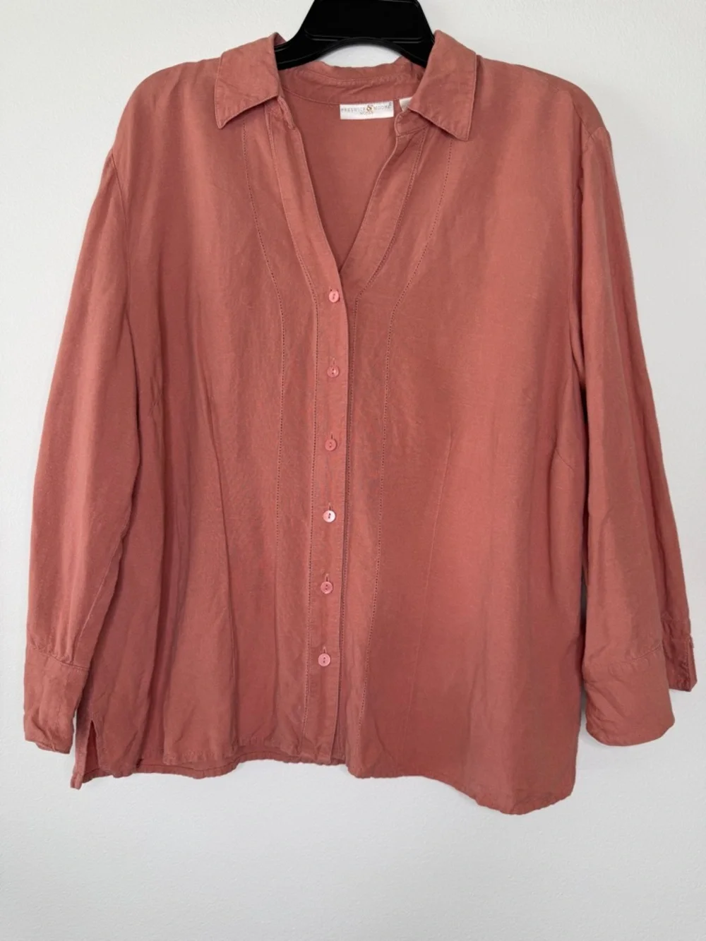 Preswick & Moore Women’s 2X Linen Blend Button Front Blouse Lightweight Relaxed
